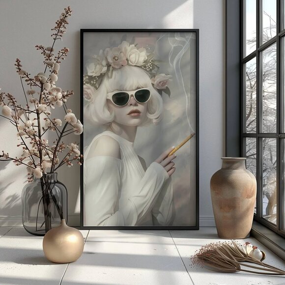 Original Floral Fashion Art Print + Digital Copy, Surreal Avant Garde - Picture 7 of 9